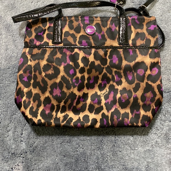 Coach Violet Purple Ocelot Signature Leopard Print Bag - Great Condition - Picture 3 of 9